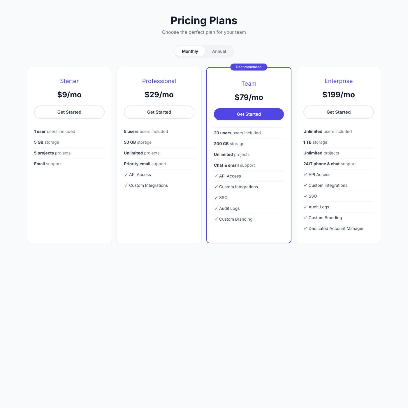 Pricing Comparison Widget preview 2