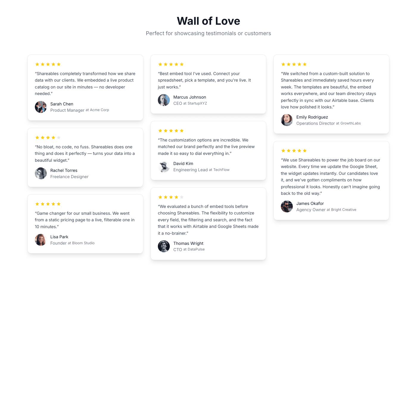 Testimonial Wall preview 1